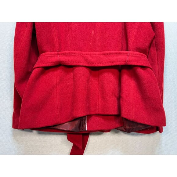 Lands' End Womens Wool Double Breasted Peacoat Long Sleeve Size 16P Red Tie Belt - Picture 11 of 11